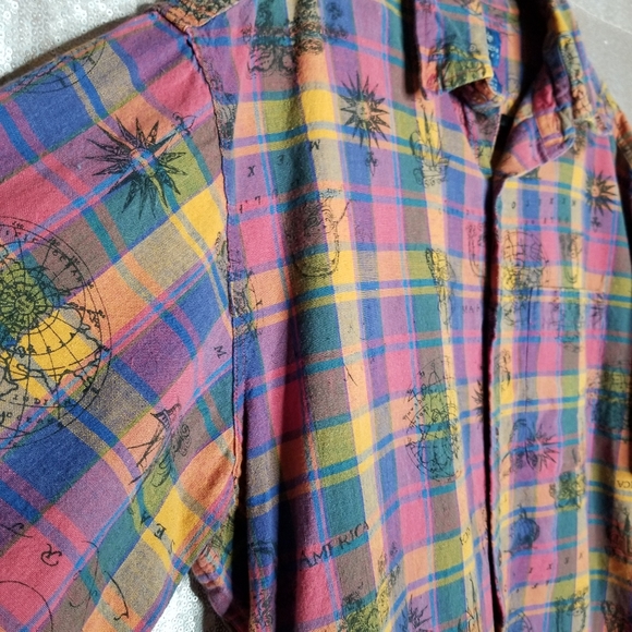 Cambridge Classics EUC L America plaid short-sleeved button-down map shi… - Picture 7 of 11